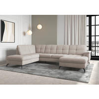 WOHNLANDSCHAFT Greige Flachgewebe  - Greige/Schwarz, MODERN, Textil/Metall (212/319/164cm) - Sit & More