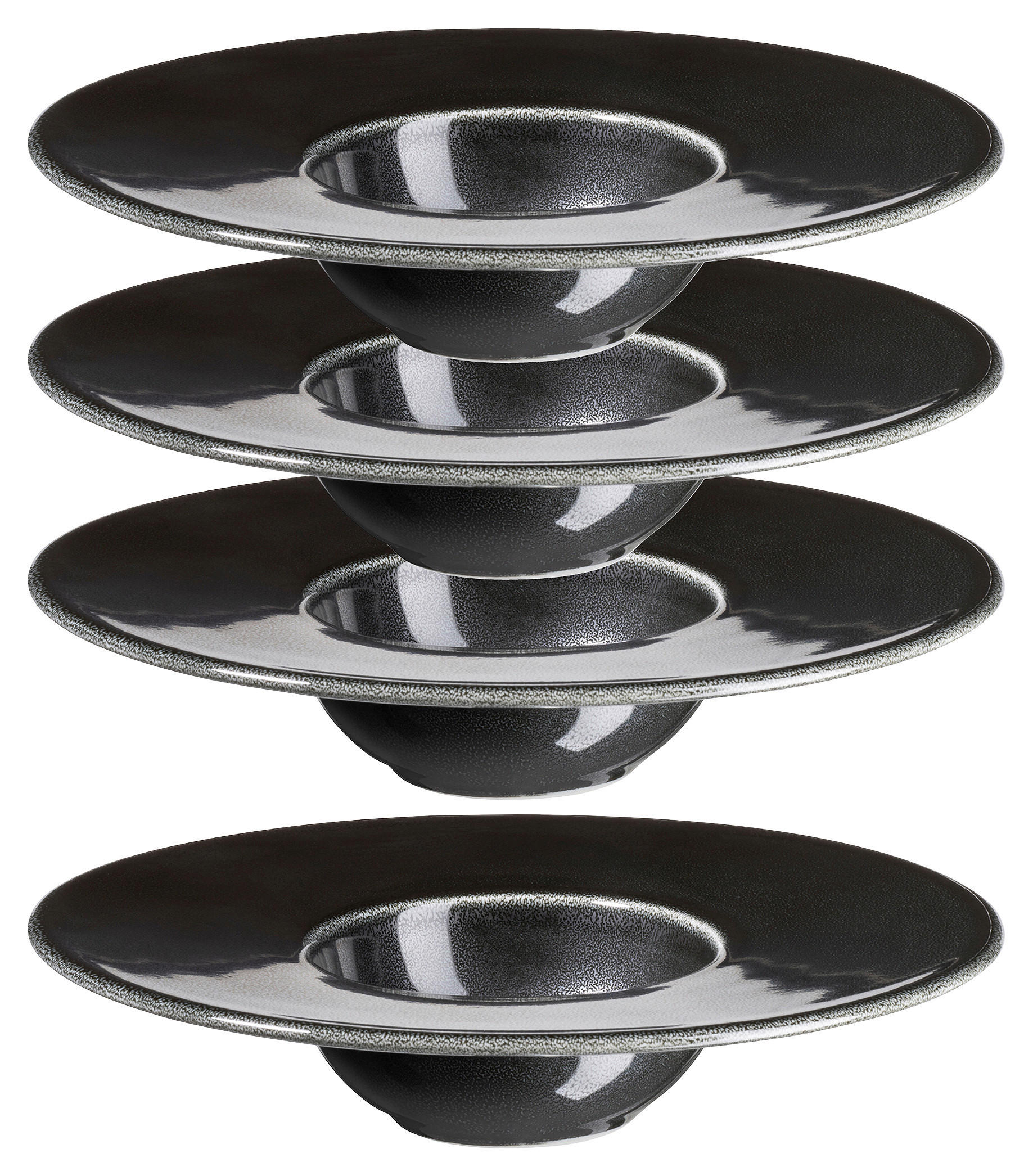 TELLERSET Angry 4-teilig  - Schwarz, Trend, Keramik (19cm) - Mäser