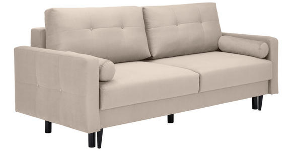 SCHLAFSOFA  in Samt Naturfarben  - Schwarz/Naturfarben, KONVENTIONELL, Holz/Textil (220/95/98cm) - Carryhome