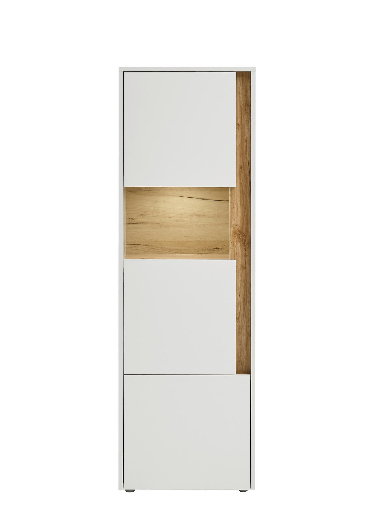 VITRINE  in Weiß, Eiche Wotan  - Eiche Wotan/Schwarz, Design, Holzwerkstoff/Kunststoff (50/157/40cm) - Modante