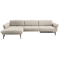 ECKSOFA in Echtleder Ecru  173/308 cm  - Ecru/Anthrazit, Design, Leder/Metall (173/308cm) - Joop!