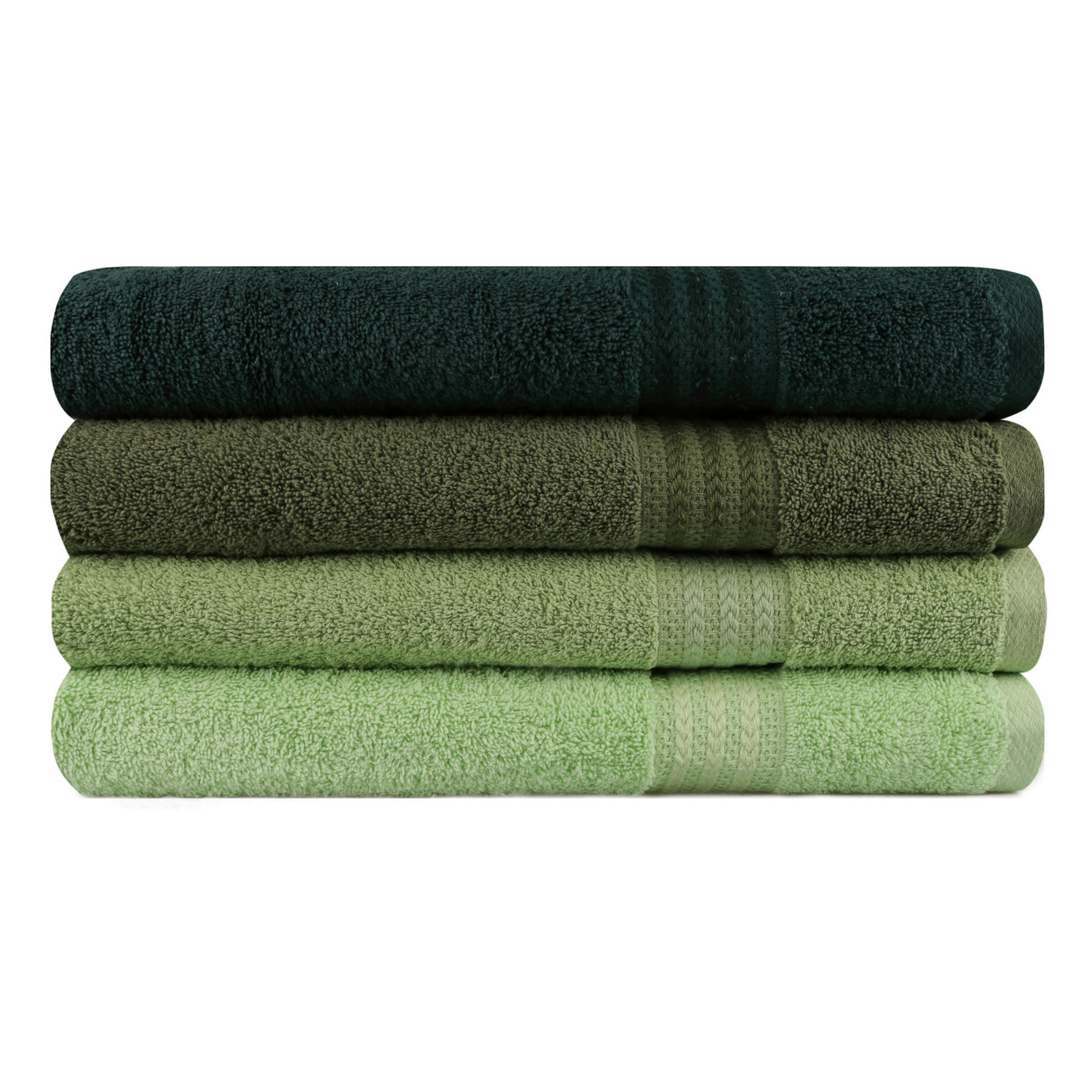 DUSCHTUCHSET Grün, Dunkelgrün, Hellgrün, Olivgrün 4-teilig  - Dunkelgrün/Hellgrün, Basics, Textil (70/140cm)