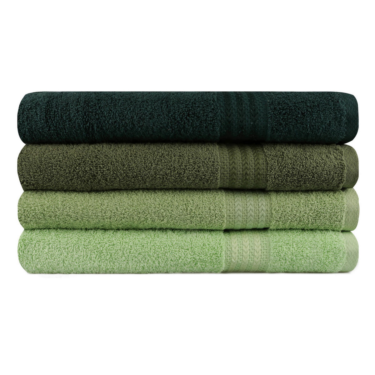 DUSCHTUCHSET 70/140 cm 4-teilig  - Dunkelgrün/Hellgrün, Basics, Textil (70/140cm)