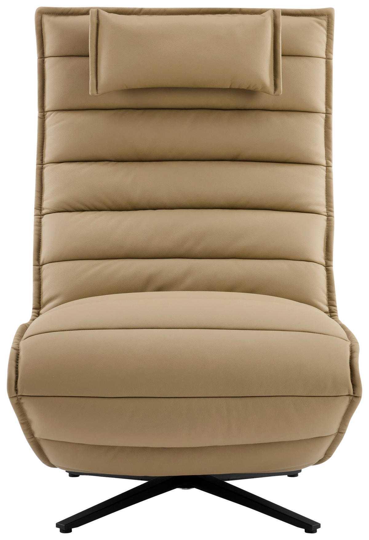RELAXSESSEL Lederlook Echtleder Relaxfunktion, Fußteilverstellung, Nackenkissen    - Taupe/Schwarz, Design, Leder/Textil (68/108/84cm) - Stylife