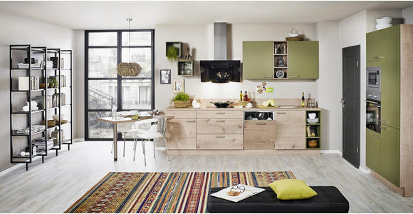 EINBAUKÜCHE - Eichefarben/Olivgrün, Design, Holzwerkstoff - Dieter Knoll
