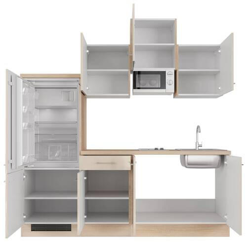 KÜCHENBLOCK 210 cm in Kaschmir - Kaschmir/Edelstahlfarben, MODERN, Holzwerkstoff/Metall (210cm) - FlexWell