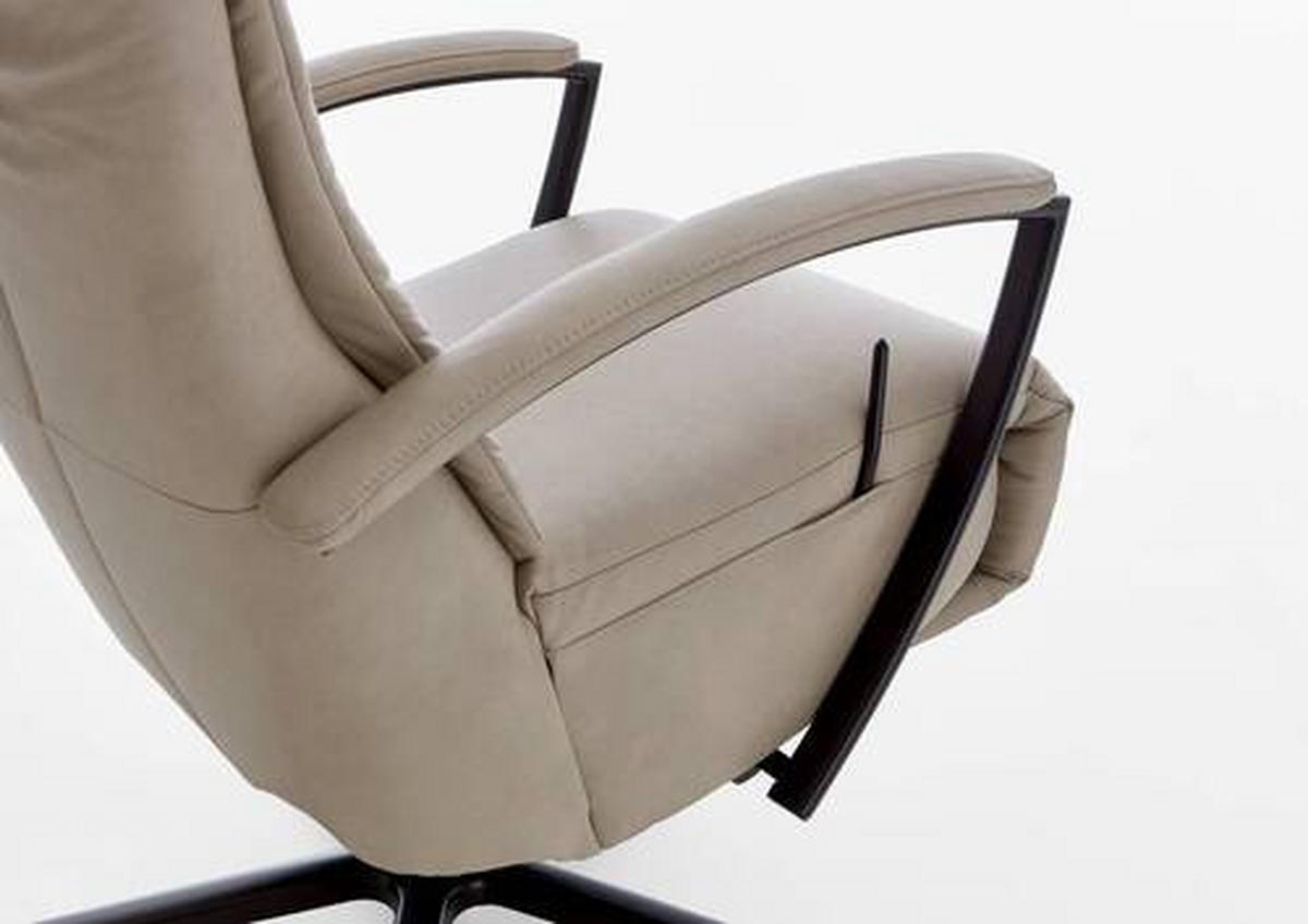 RELAXSESSEL in Leder Beige  - Beige/Schwarz, Design, Leder/Metall (76/112/83cm) - Beldomo Speed