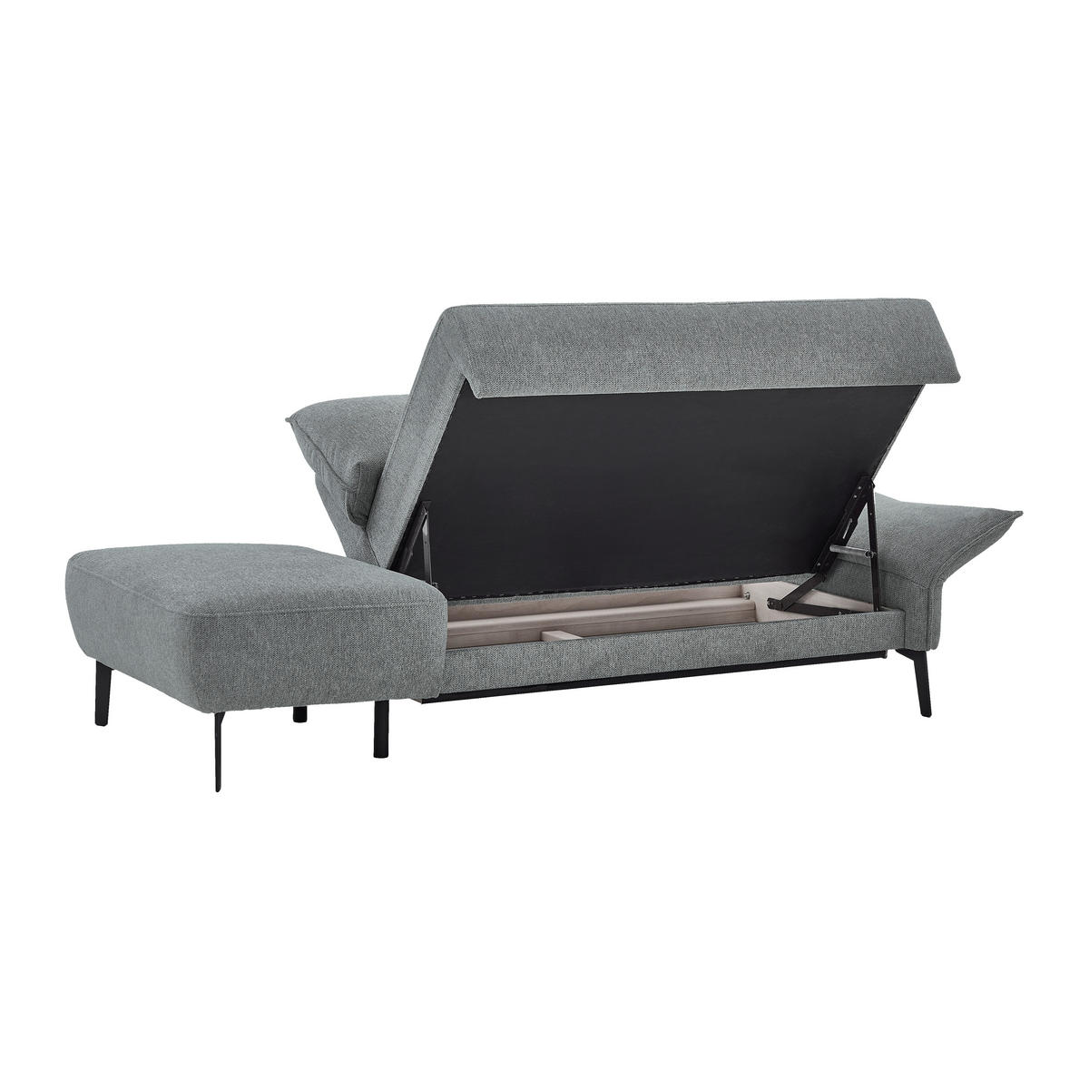 RÉCAMIERE Chenille Dunkelgrau  - Dunkelgrau/Schwarz, Konventionell, Textil/Metall (206/90/92cm) - Elegando
