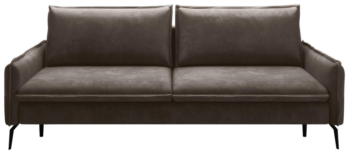 SCHLAFSOFA  mit Liegefunktion, Rücken echt Chenille Mokka  - Schwarz/Mokka, KONVENTIONELL, Textil/Metall (223/89/107cm) - Carryhome