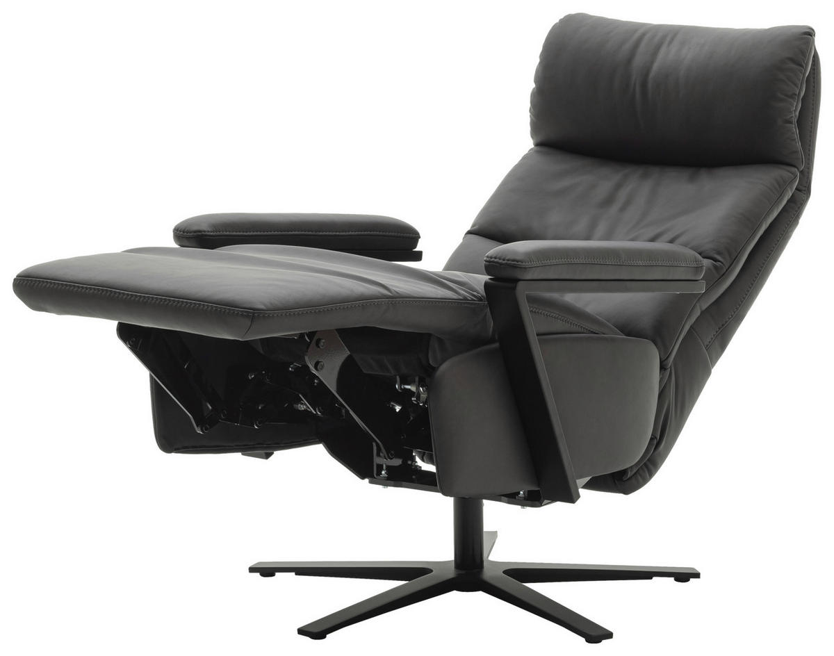 FERNSEHSESSEL  mit Relaxfunktion Echtleder Anthrazit  - Anthrazit/Schwarz, Design, Leder/Metall (74/111/85cm) - Schöner Wohnen
