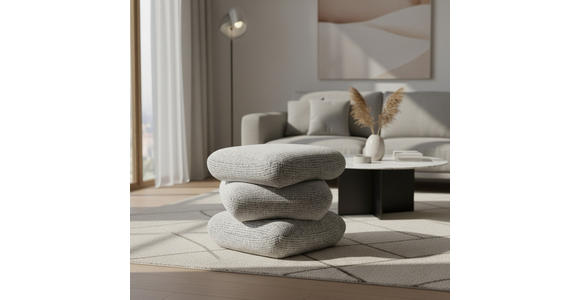HOCKER in Holz, Textil Grau  - Grau, KONVENTIONELL, Holz/Textil (55/45/55cm) - Xora