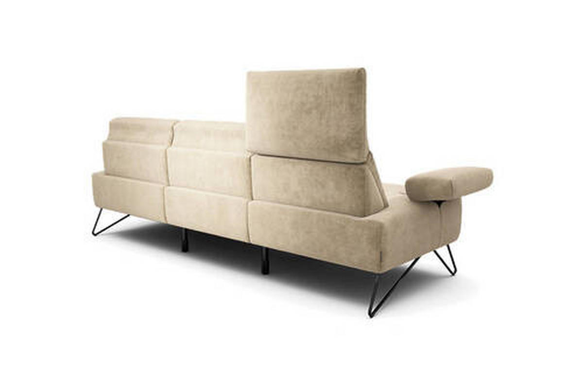 3-SITZER-SOFA in Samt Naturfarben  - Schwarz/Naturfarben, Design, Textil/Metall (234-264/85/86-94cm) - SENSOO