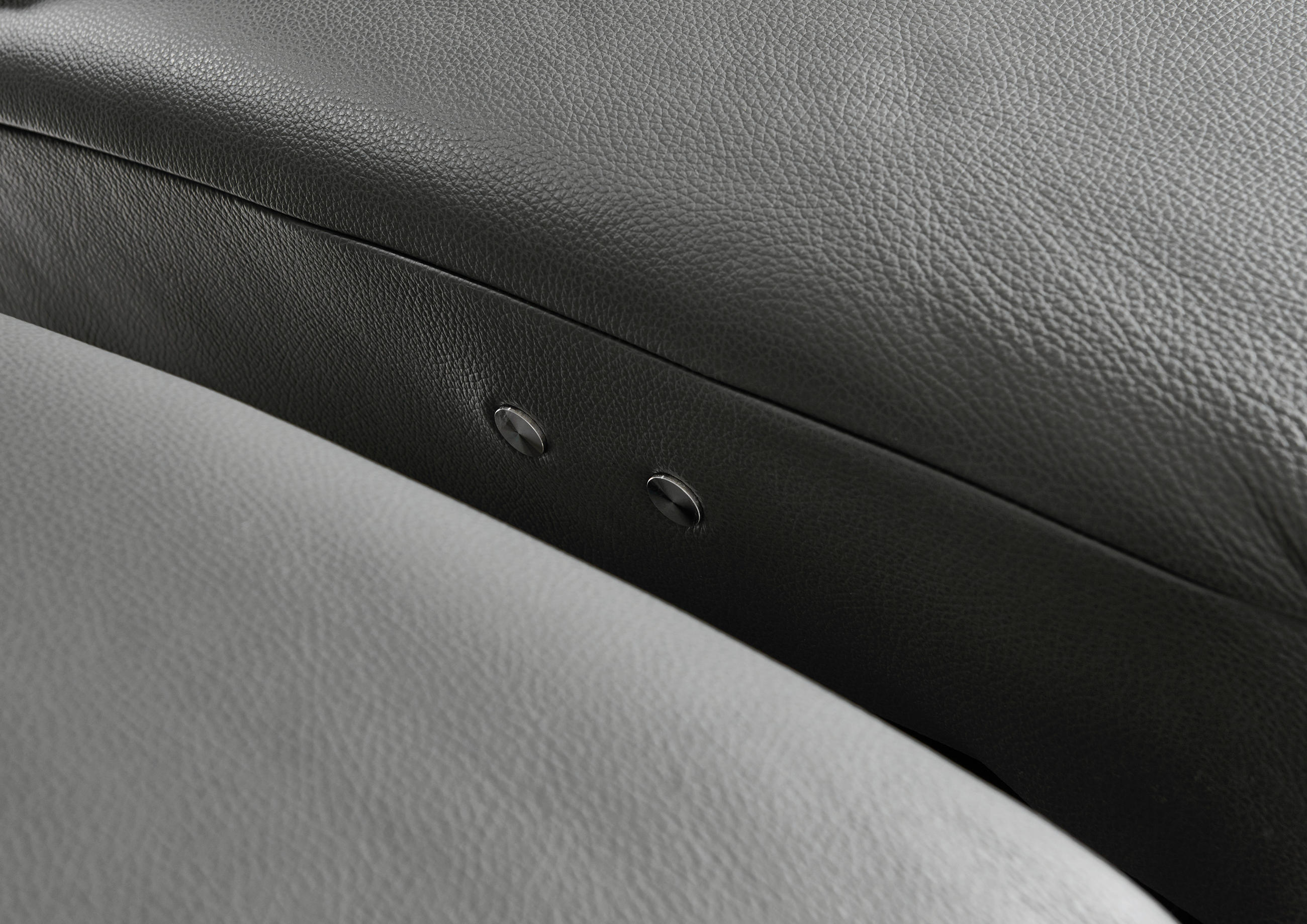 DREISITZER-SOFA Echtleder Anthrazit  - Anthrazit/Alufarben, Design, Leder/Metall (190/82/99cm) - Dieter Knoll