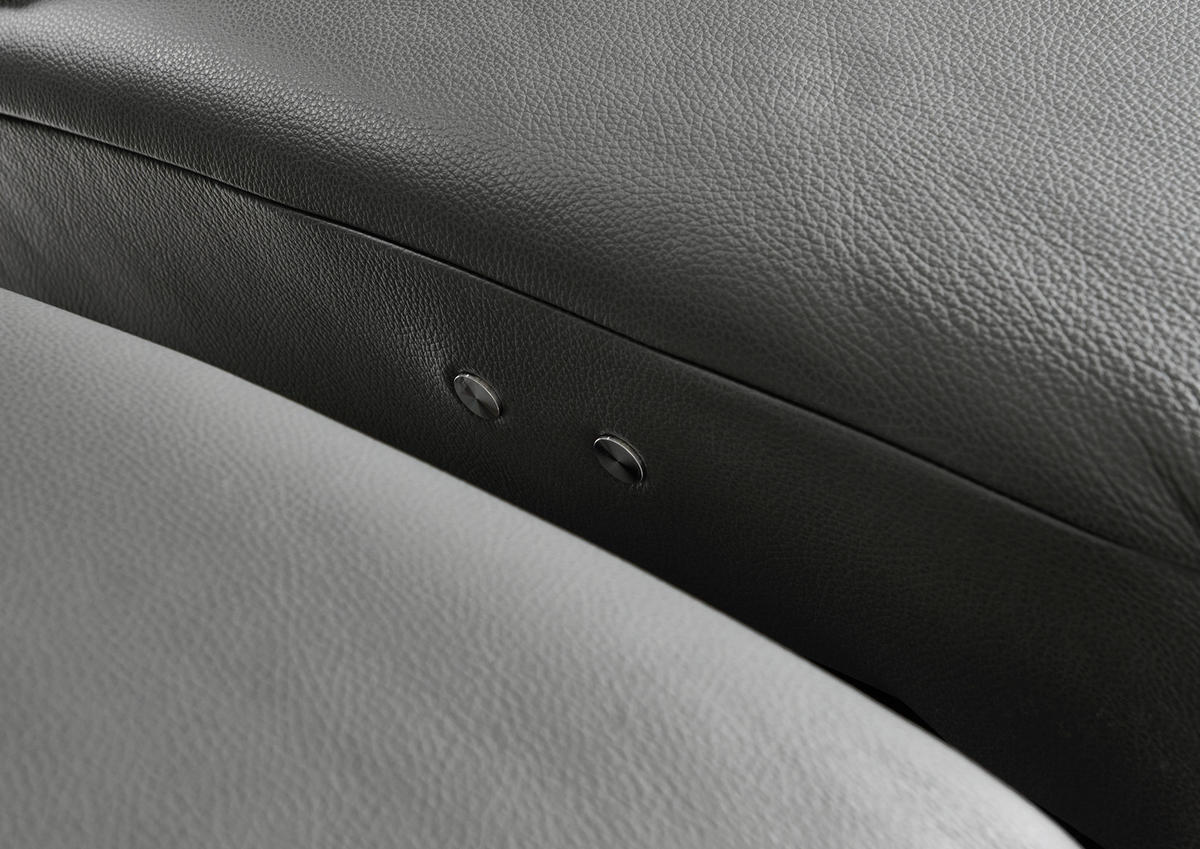 3-SITZER-SOFA Echtleder Anthrazit  - Anthrazit/Alufarben, Design, Leder/Metall (190/82/99cm) - Dieter Knoll