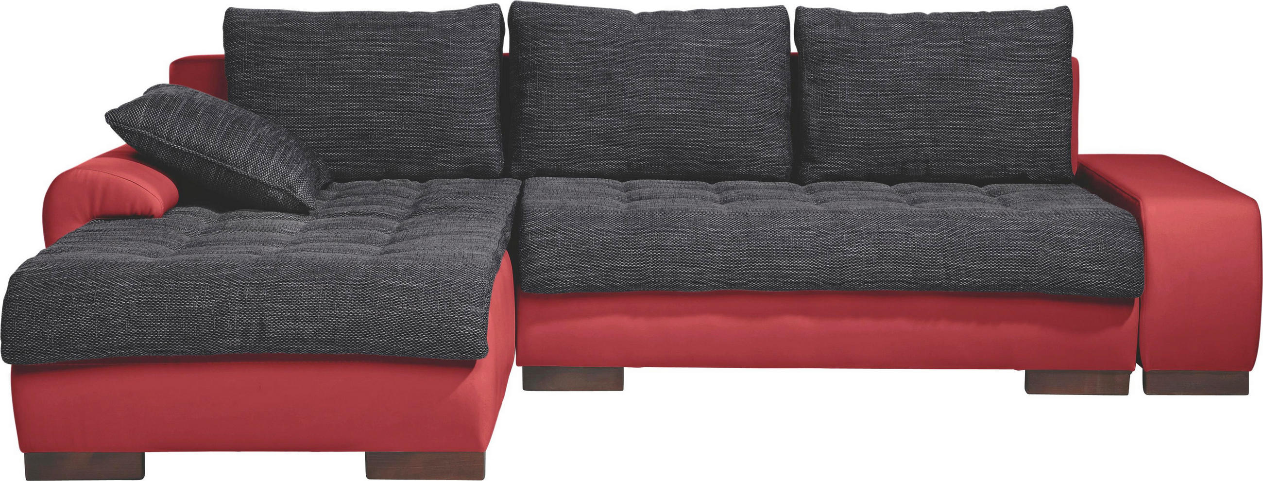 Wohnlandschaft in Textil Rot, Schwarz