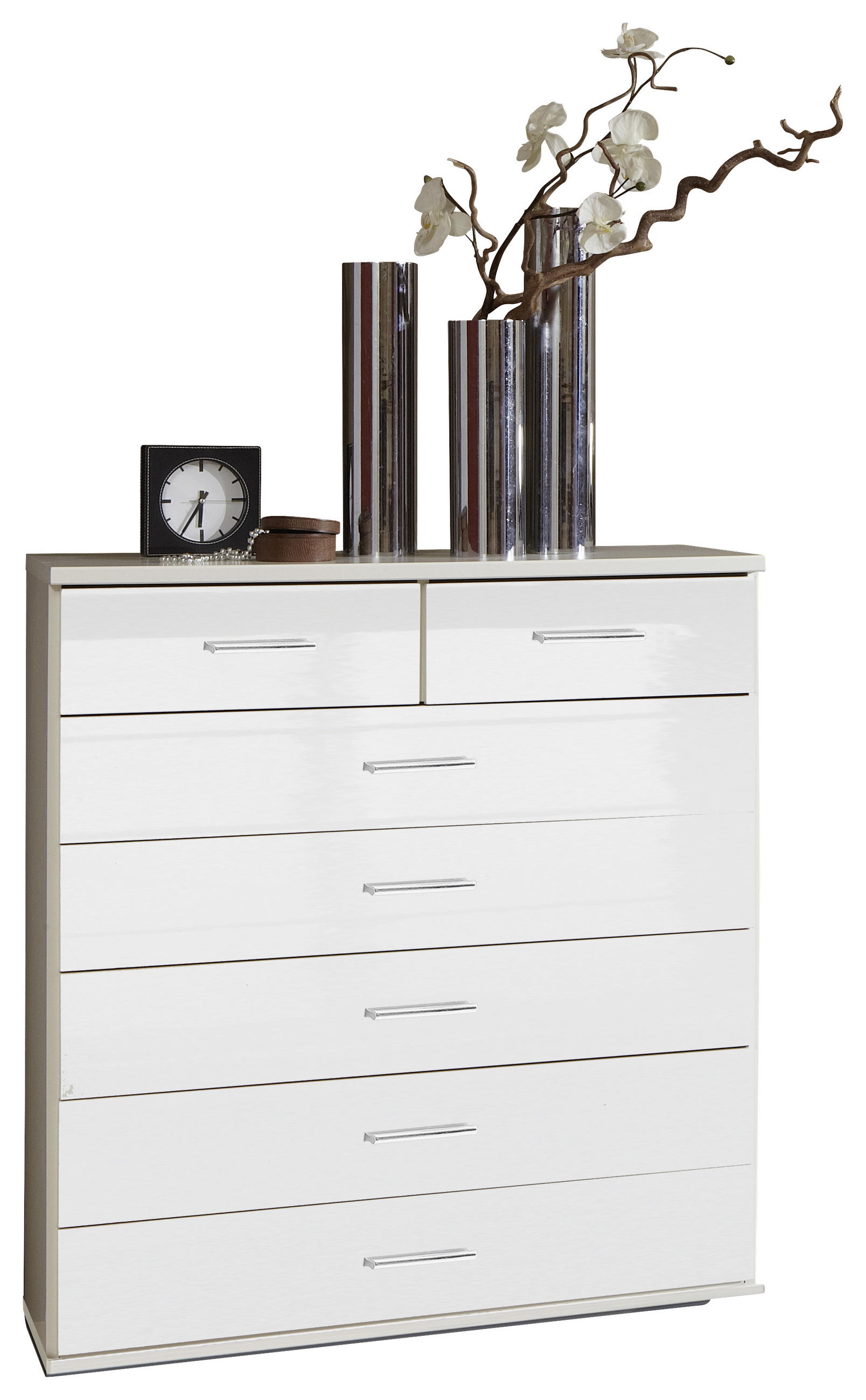 KOMODA, bílá, 91/103/40 cm - bílá/barvy chromu, Design, kompozitní dřevo/plast (91/103/40cm) - Xora