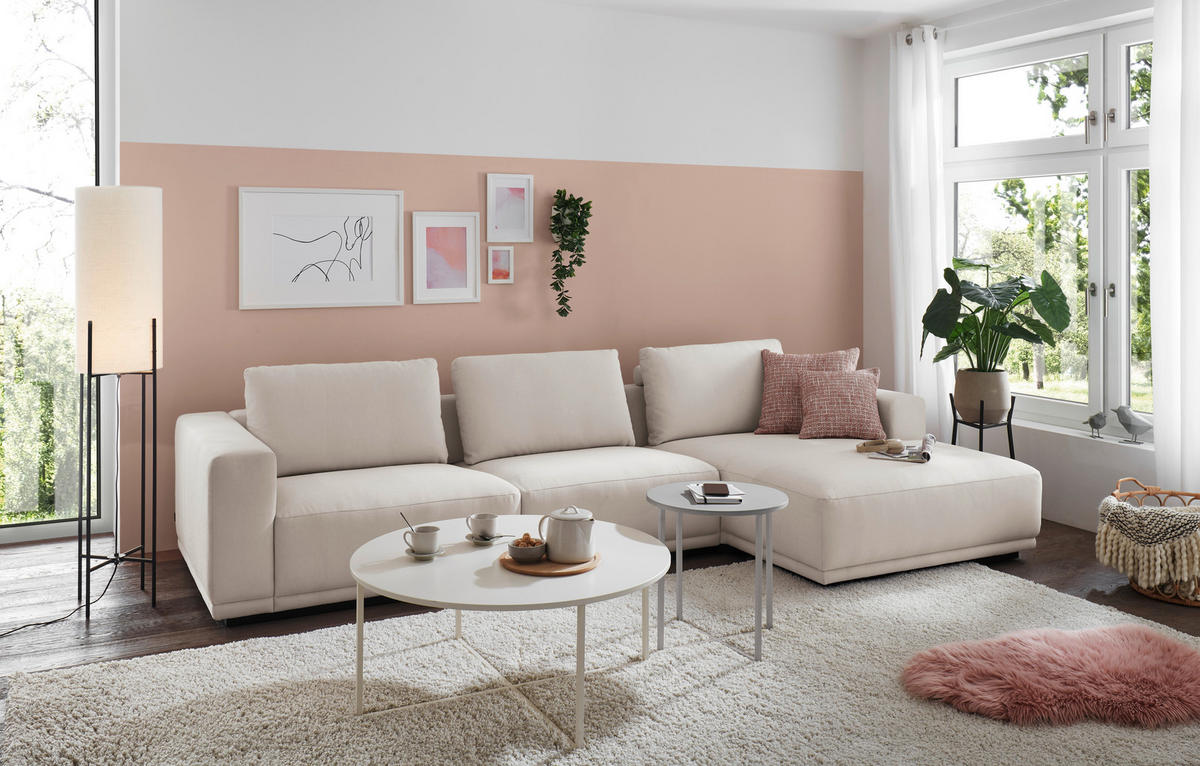 ECKSOFA Ottomane rechts, Eckteil  Weiß Chenille  - Schwarz/Weiß, Design, Kunststoff/Textil (316/166cm) - Musterring