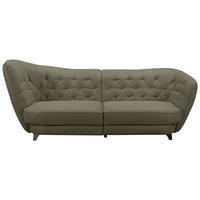 BIGSOFA Flachgewebe Grün  - Chromfarben/Grün, MODERN, Textil/Metall (256/85/115cm) - MID.YOU