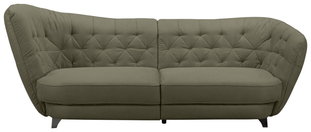 BIGSOFA Flachgewebe Grün  - Chromfarben/Grün, MODERN, Textil/Metall (256/85/115cm) - MID.YOU