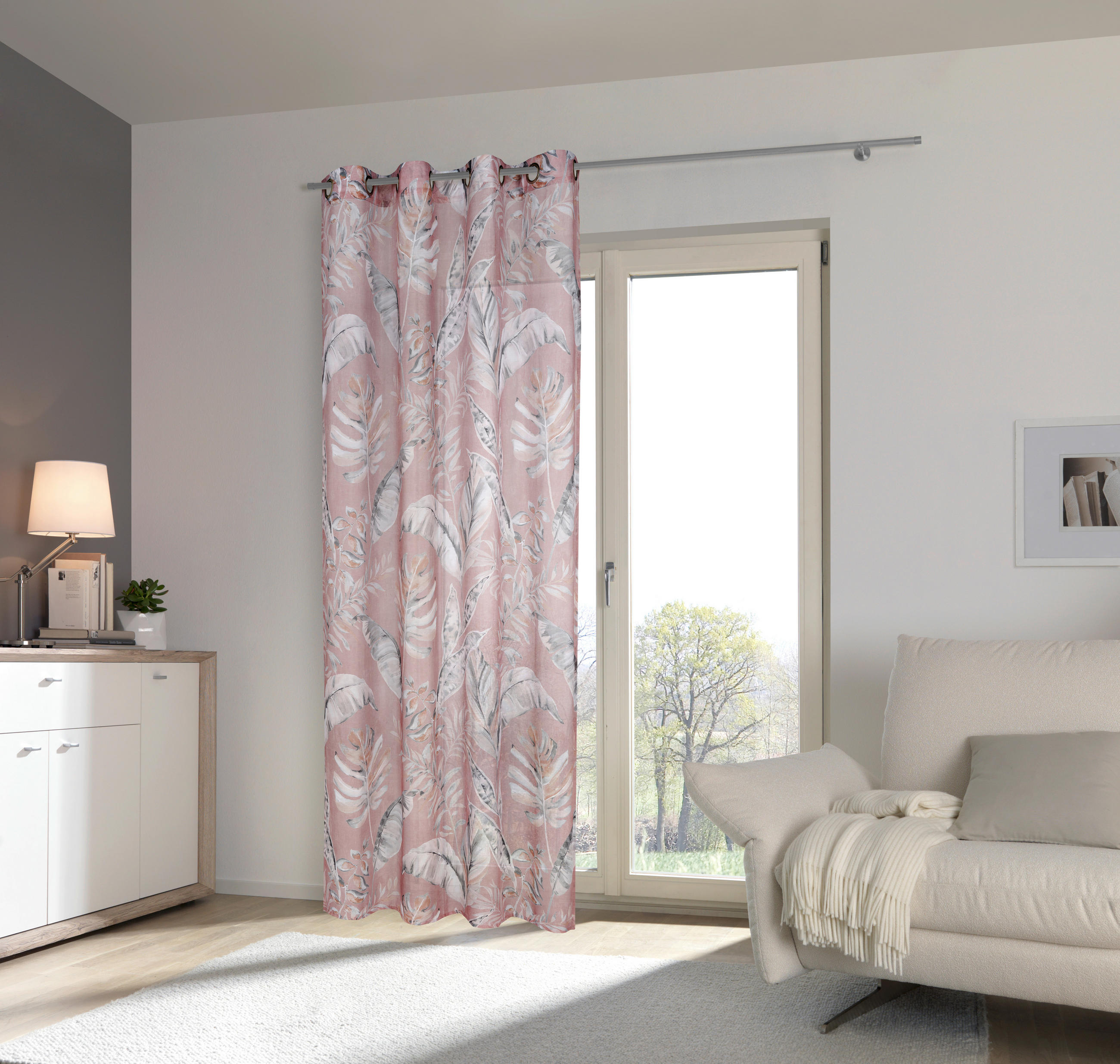 ÖSENVORHANG halbtransparent  - Rosa, Design, Textil (140/245cm) - Esposa