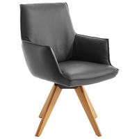 ARMLEHNSTUHL  , Beinauswahl, Lederauswahl, Stoffauswahl, Typenauswahl  ,  , Echtleder  - Schieferfarben/Eichefarben, Design, Leder/Holz (57/90/66cm) - Ambiente