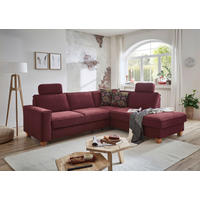 ECKSOFA Dunkelrot Flachgewebe Kopfstütze  - Eichefarben/Dunkelrot, KONVENTIONELL, Holz/Textil (236/213cm) - Sit & More