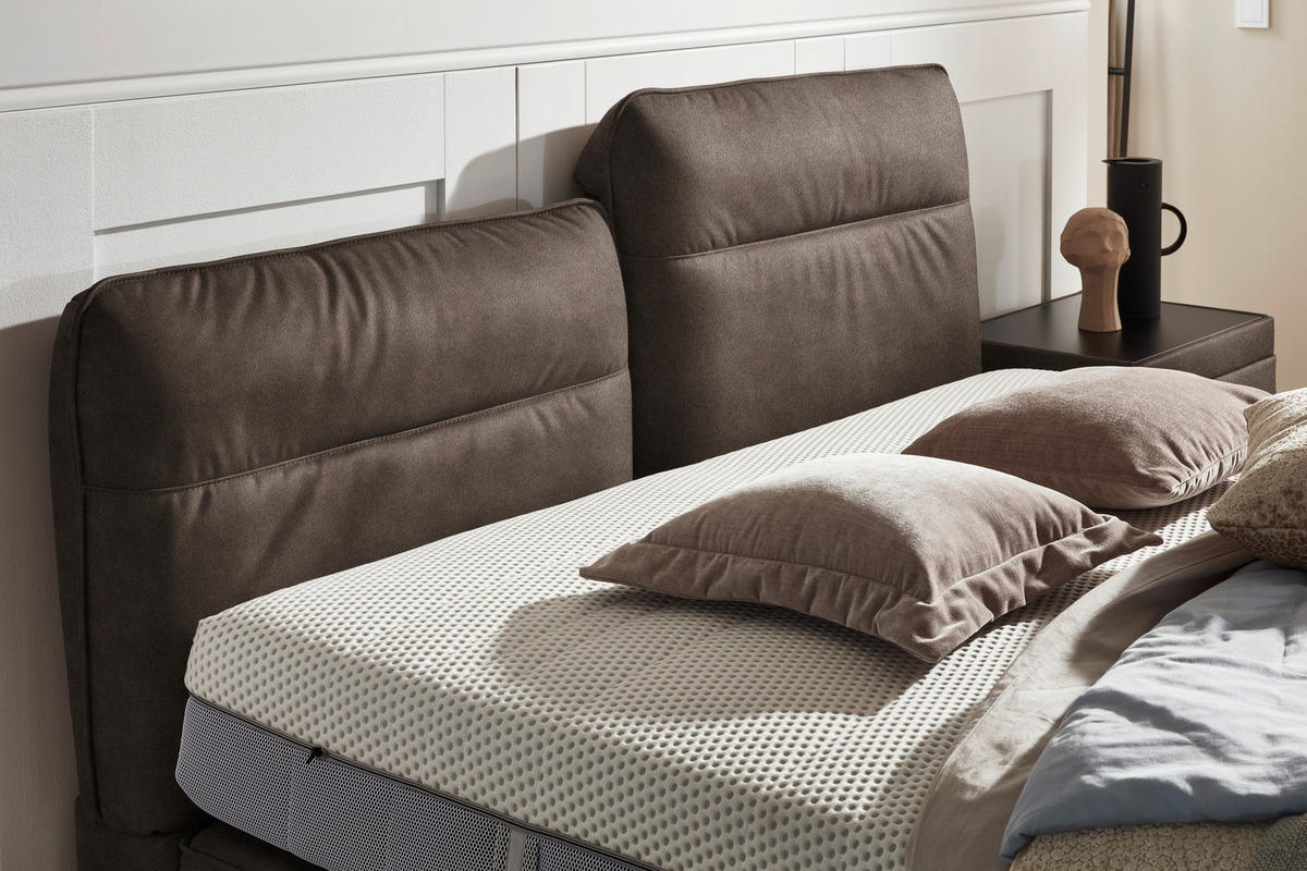 BOXSPRINGBETT 180/200 cm  in Dunkelbraun  - Dunkelbraun/Schwarz, Design, Textil/Metall (180/200cm) - Johann Jakob