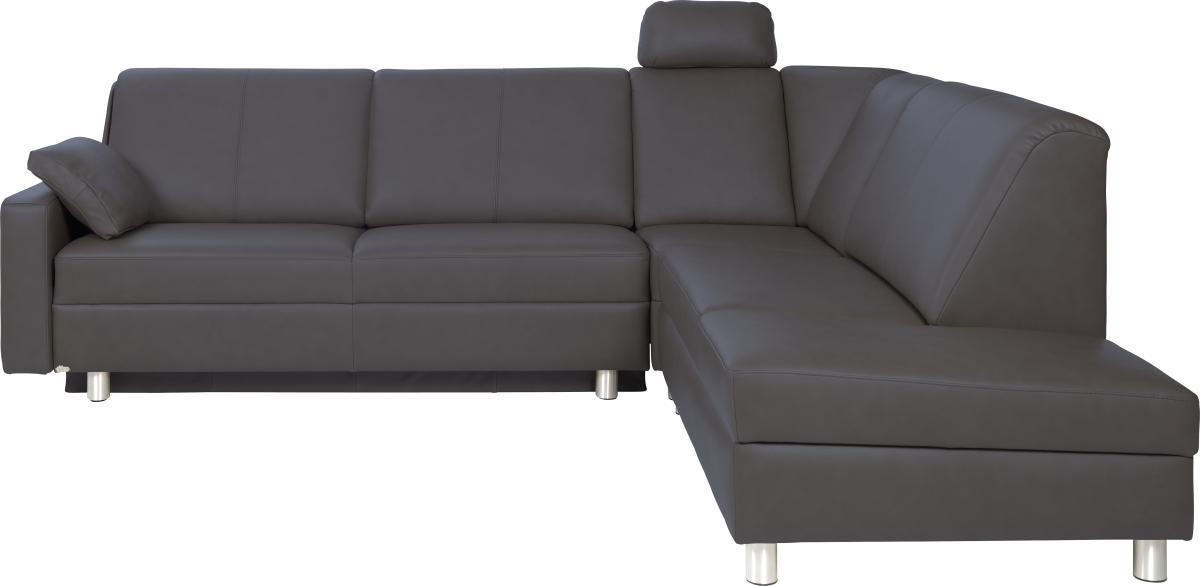 ECKSOFA in Echtleder Grau  268/217 cm  - Alufarben/Grau, KONVENTIONELL, Leder/Metall (268/217cm) - Sedda