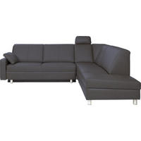 ECKSOFA in Echtleder Grau  268/217 cm  - Alufarben/Grau, KONVENTIONELL, Leder/Metall (268/217cm) - Sedda