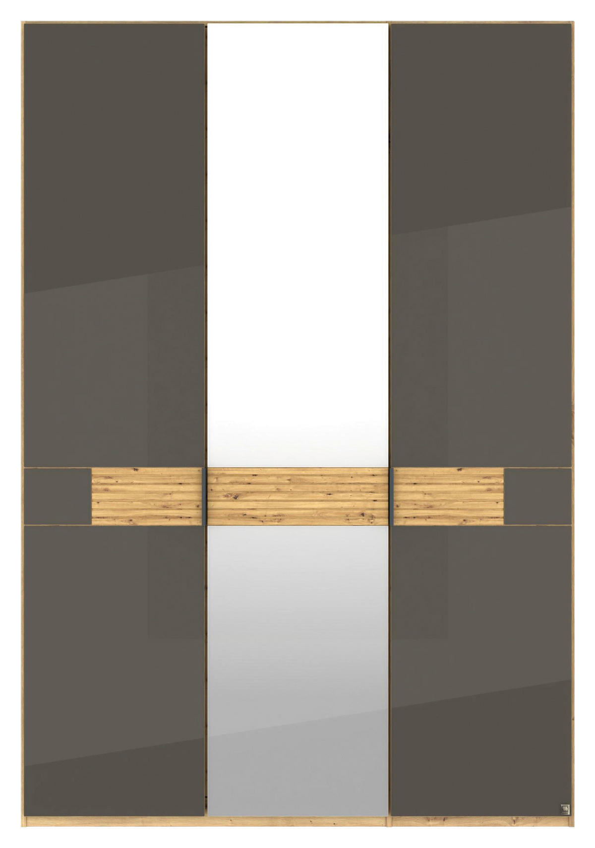 DREHTÜRENSCHRANK 150/216/58 cm,  in Braun, Eichefarben, 3 Tür(en)  - Schieferfarben/Eichefarben, Design, Glas/Holz (150/216/58cm) - Musterring