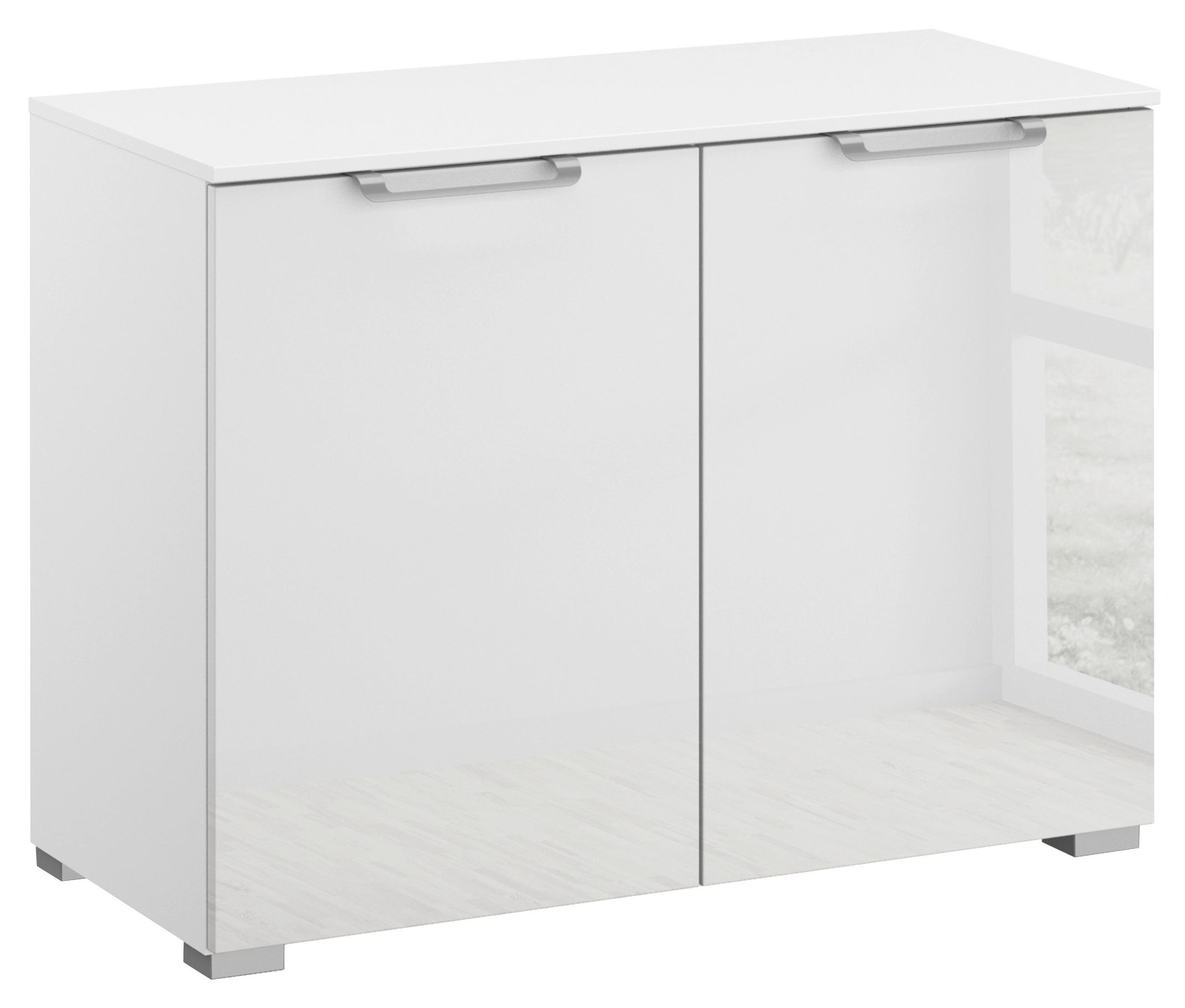 KOMMODE 80/61/42 cm Klar, Weiss  - Klar/Weiss, Design, Glas/Holzwerkstoff (80/61/42cm) - Novel