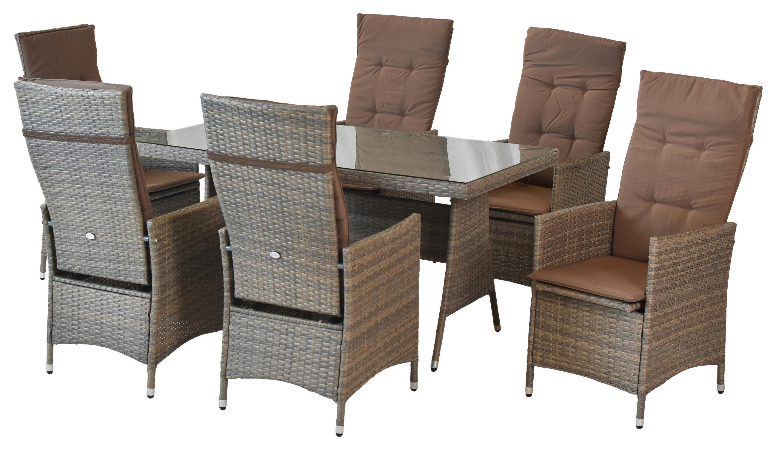 GARTENSET 13-teilig Aluminium 13-teilig  - Beige/Grau, MODERN, Kunststoff/Textil (180/147/183cm) - Gardenson