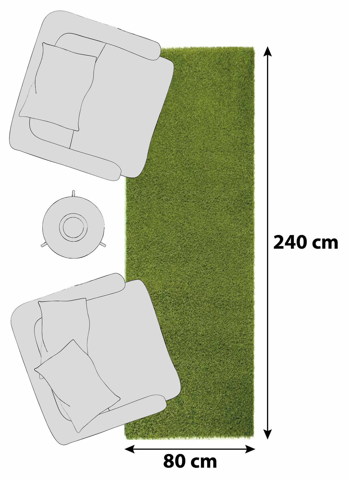 LÄUFER 80/240 cm FASHION SHAGGY  - Grün, Basics, Textil (80/240cm) - Novel