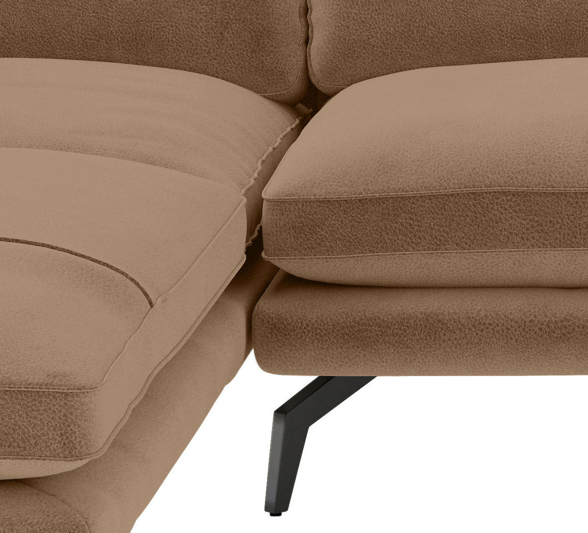 ECKSOFA in Flachgewebe Braun  - Dunkelgelb/Schwarz, Design, Textil/Metall (202/250cm) - Livetastic