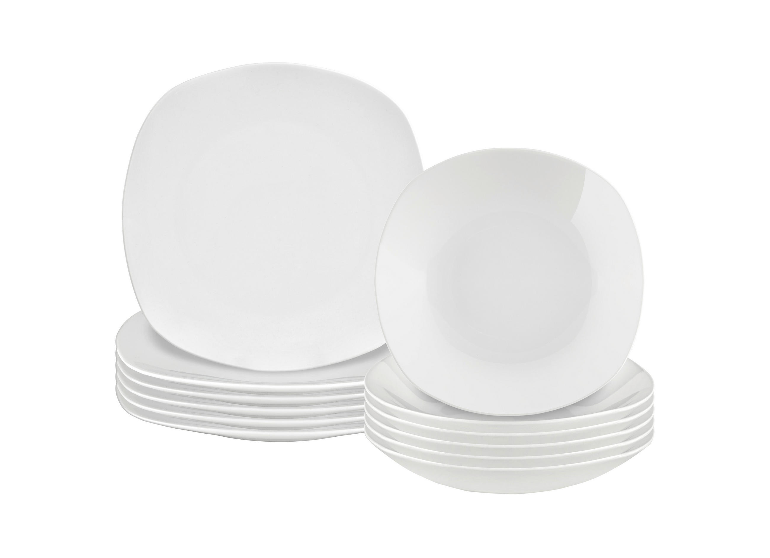 TAFELSERVICE Weiß 12-teilig Square Shape  - Weiß, Basics, Keramik - Boxxx