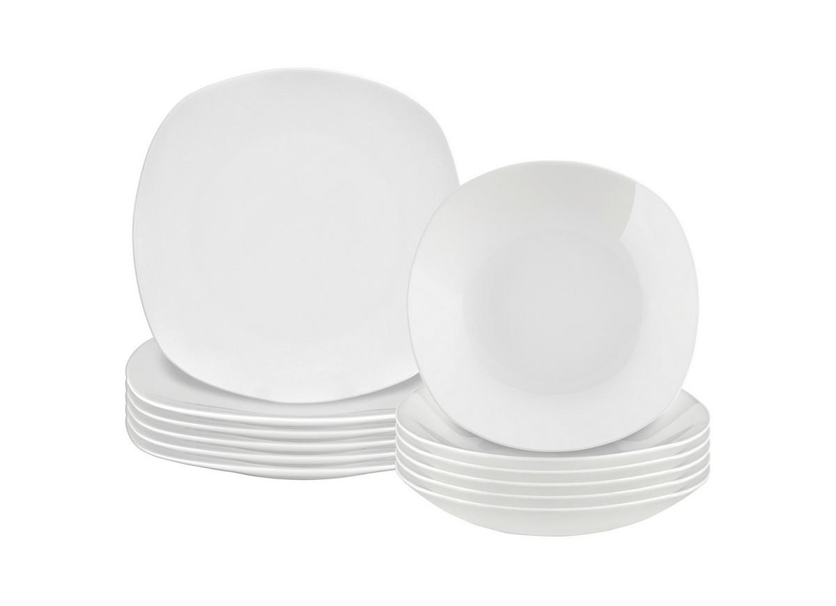 JEDÁLENSKÝ SERVIS, 12-dielne, porcelán - biela, Basics, keramika - Boxxx