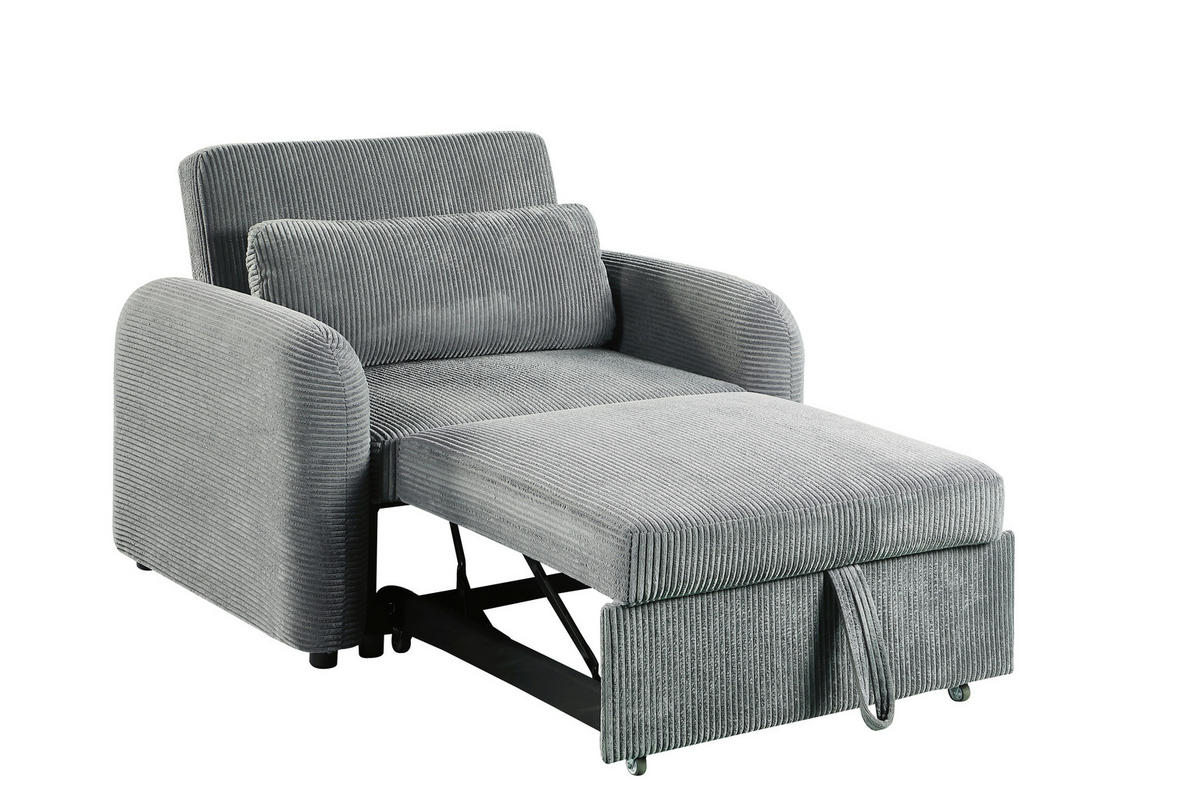 SCHLAFSESSEL PIANA Cord Dunkelgrau Liegefunktion  - Dunkelgrau/Schwarz, Design, Kunststoff/Textil (108/86/90cm) - MID.YOU