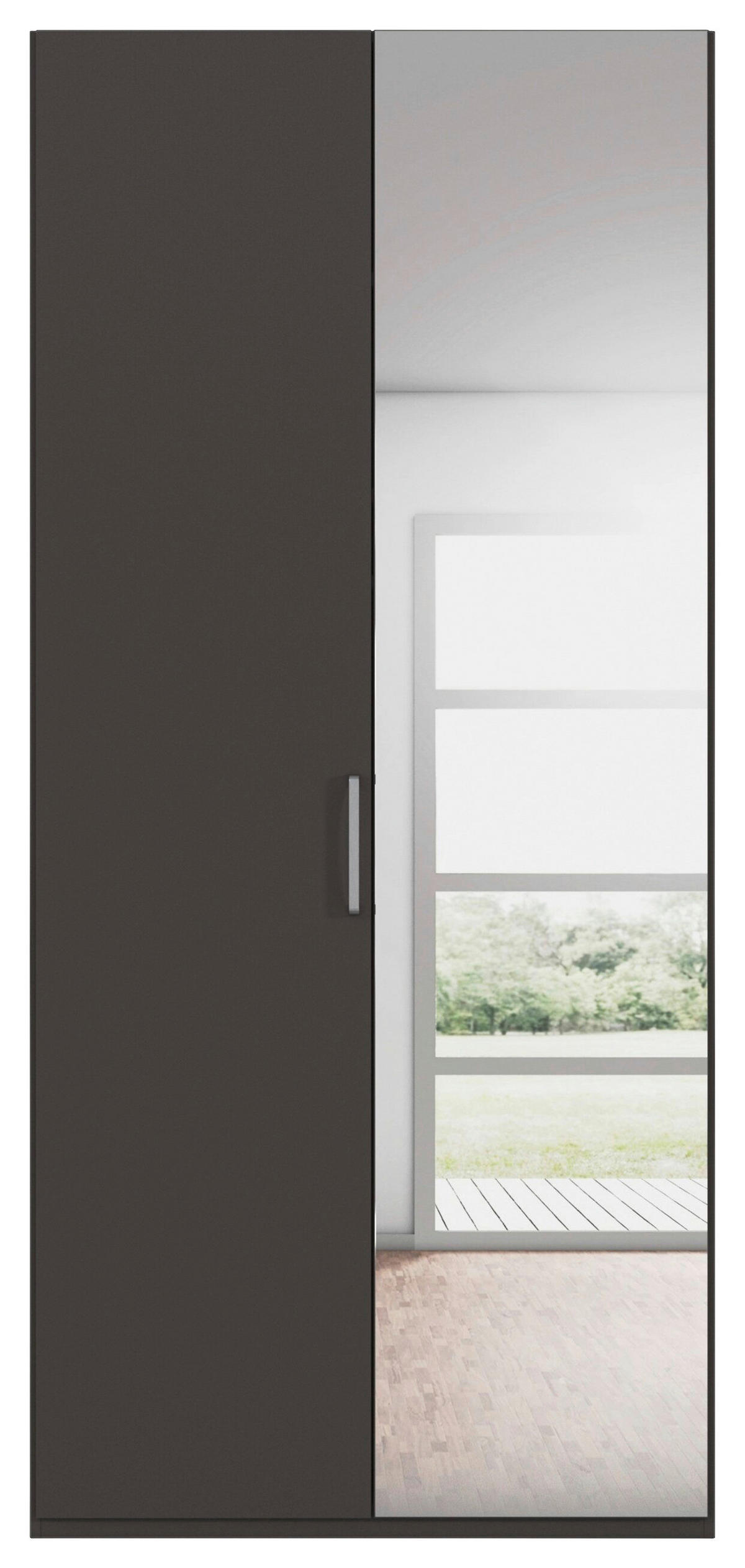 DREHTÜRENSCHRANK 101/223/61 cm,  in Graphitfarben, 2-türig  - Chromfarben/Edelstahlfarben, Basics, Glas/Holzwerkstoff (101/223/61cm) - Novel