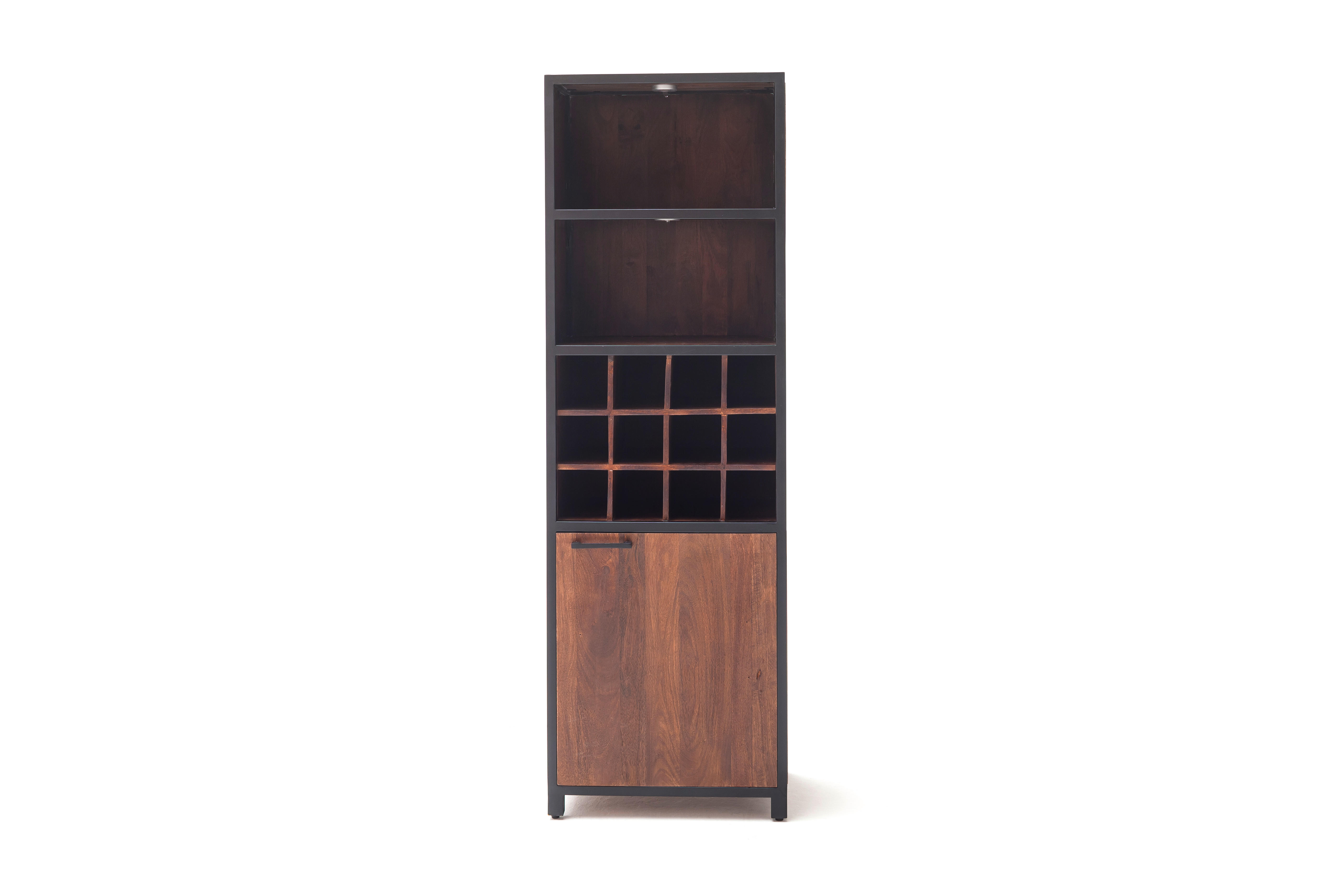 WEINREGAL 60/187/40 cm  - Walnussfarben/Schwarz, LIFESTYLE, Holz/Metall (60/187/40cm) - Livetastic