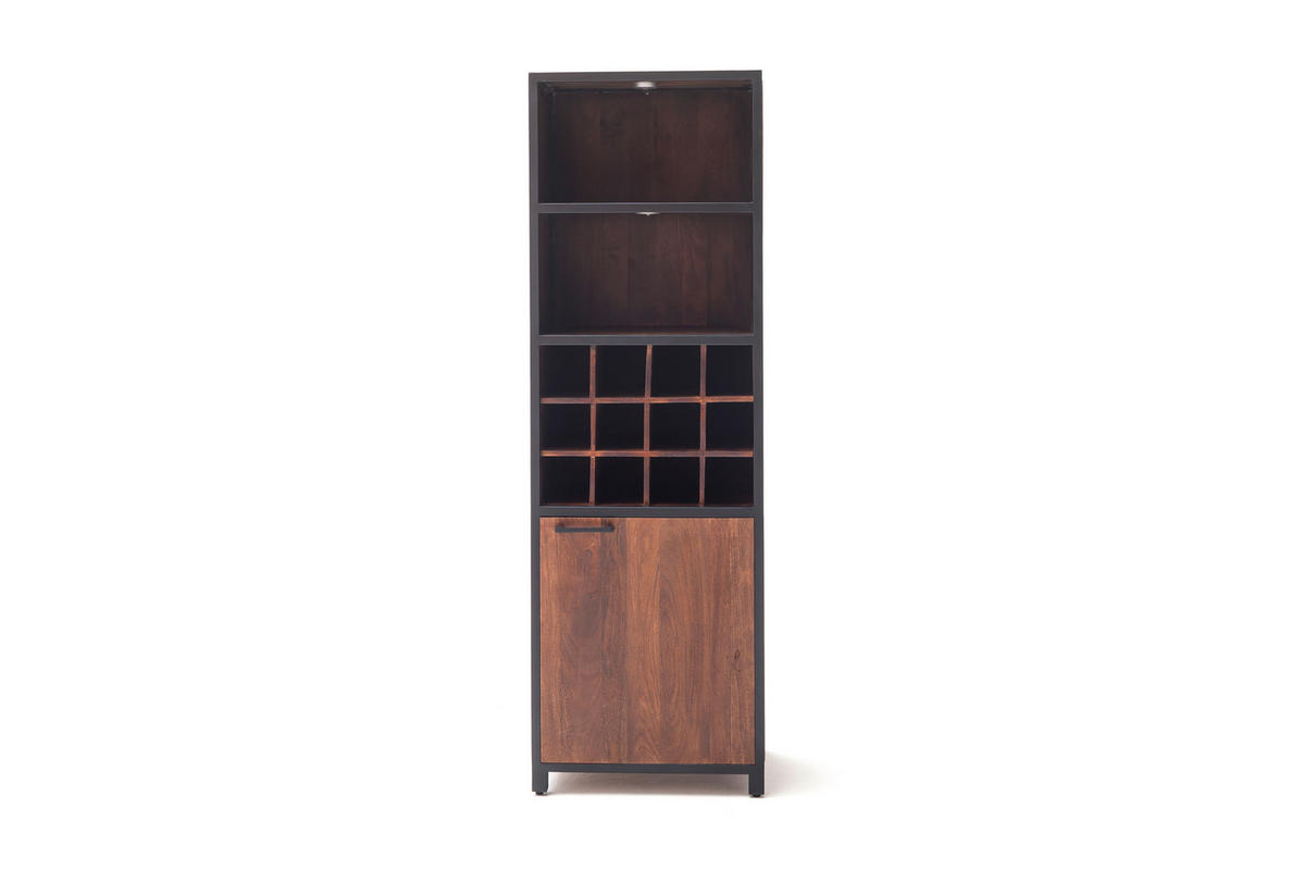 WEINREGAL 60/187/40 cm  - Walnussfarben/Schwarz, LIFESTYLE, Holz/Metall (60/187/40cm) - Livetastic