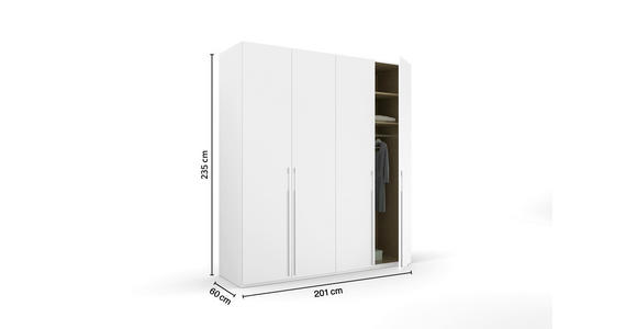 DREHTÜRENSCHRANK 201/235/60 cm 4-türig Weiß - Weiß, Trend, Holzwerkstoff/Metall (201/235/60cm) - Novel