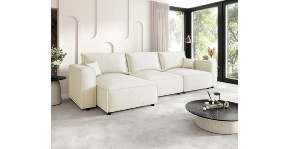 ECKSOFA Creme Webstoff Zierkissen, Rückenkissen, Rücken echt  - Creme/Schwarz, MODERN, Kunststoff/Textil (153/350cm) - Xora