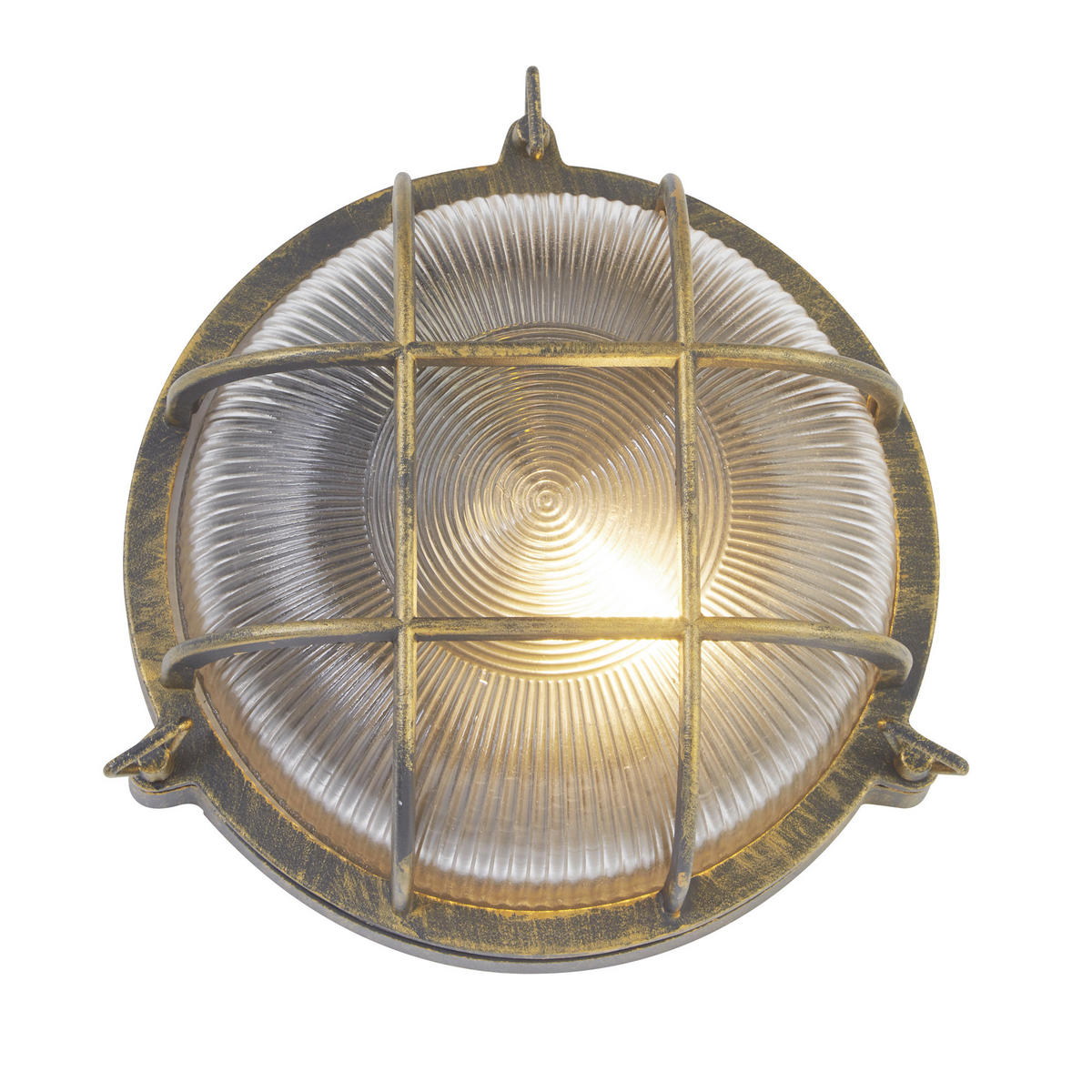 AUSSENWANDLEUCHTE Bulkhead 26,5/11/26,5 cm  - Klar/Goldfarben, Design, Glas/Kunststoff (26,5/11/26,5cm)