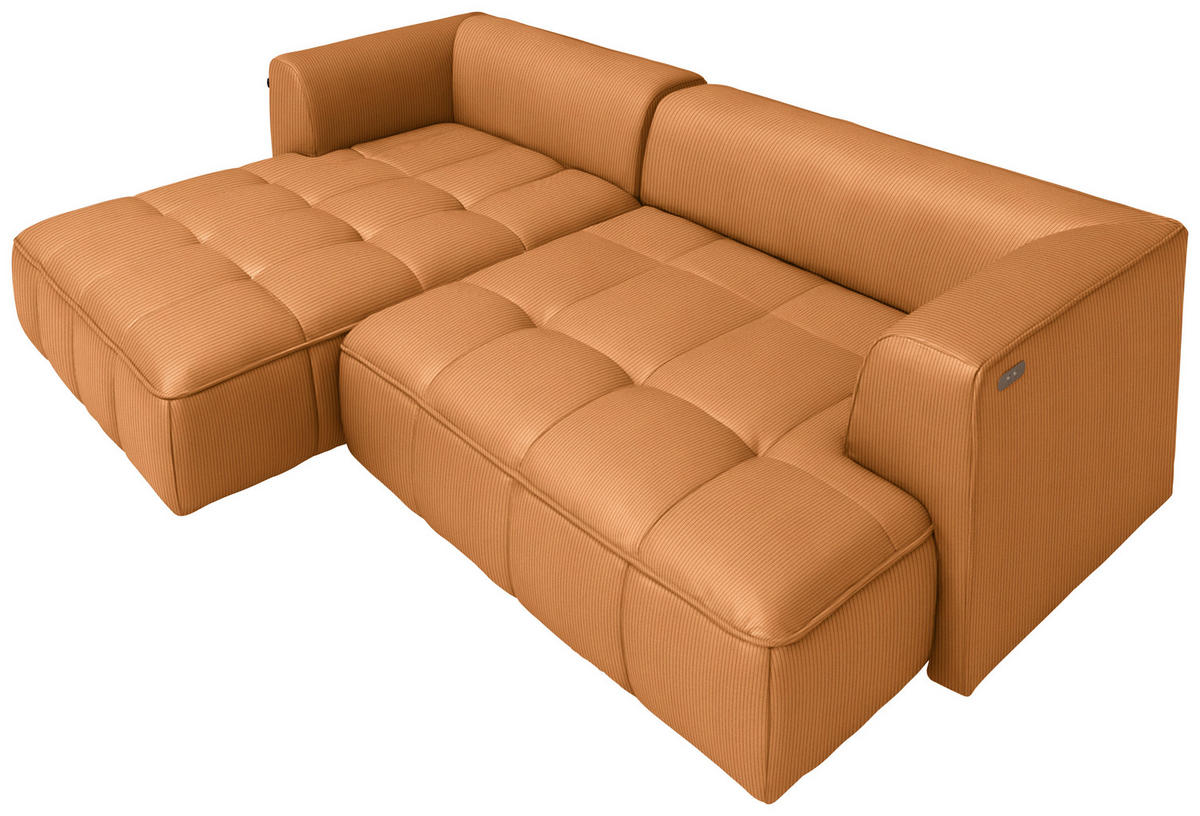 ECKSOFA Feincord Currygelb  - Currygelb/Schwarz, Design, Kunststoff/Textil (188/288cm) - Welnova