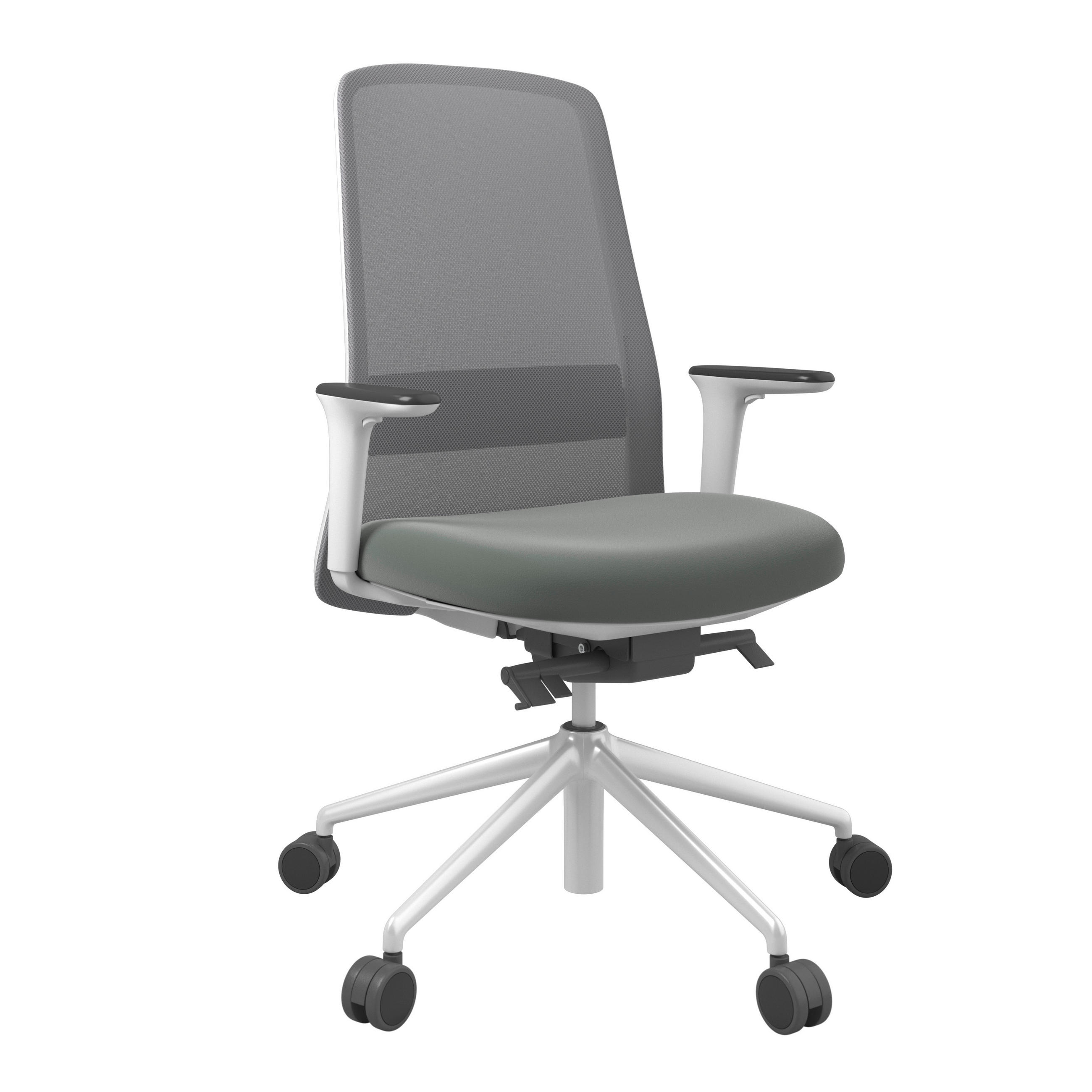 DREHSTUHL Lederlook Grau, Weiß, Olivgrün  - Weiß/Olivgrün, MODERN, Kunststoff/Textil (70/103-115/70cm)