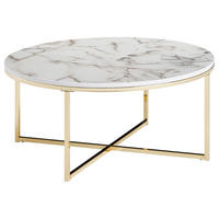 COUCHTISCH Holzwerkstoff 80/80/36 cm  - Weiss/Goldfarben, Konventionell, Holzwerkstoff/Metall (80/80/36cm) - MID.YOU