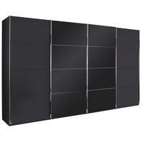 SCHWEBETÜRENSCHRANK 361/235/68 cm,  in Graphitfarben, Schwarz, 4 Tür(en)  - Chromfarben/Graphitfarben, KONVENTIONELL, Glas/Holzwerkstoff (361/235/68cm) - Novel