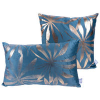 ZIERKISSENSET 2-teilig 30x45/50x45 cm  - Goldfarben/Petrol, KONVENTIONELL, Textil (30x45/50x45cm)