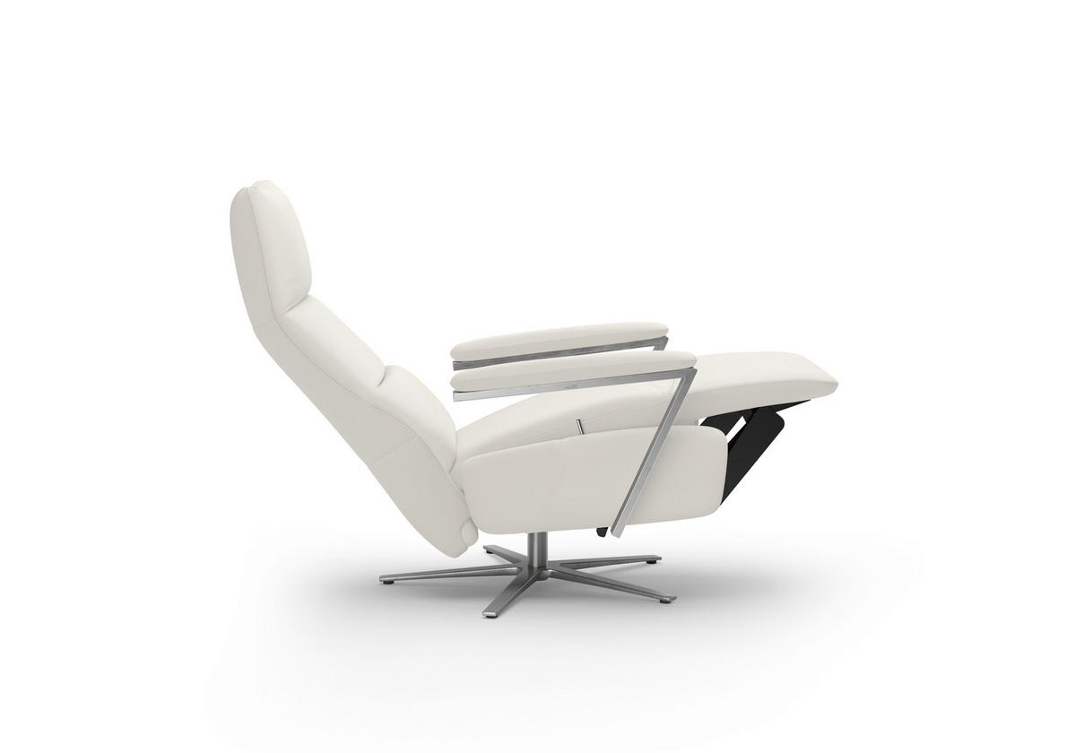 RELAXSESSEL TV VARIO COMFORT E S1 Echtleder Kopfteilverstellung, Rücken echt    - Silberfarben/Weiß, Basics, Leder/Metall (70/124/85cm) - Sit & More