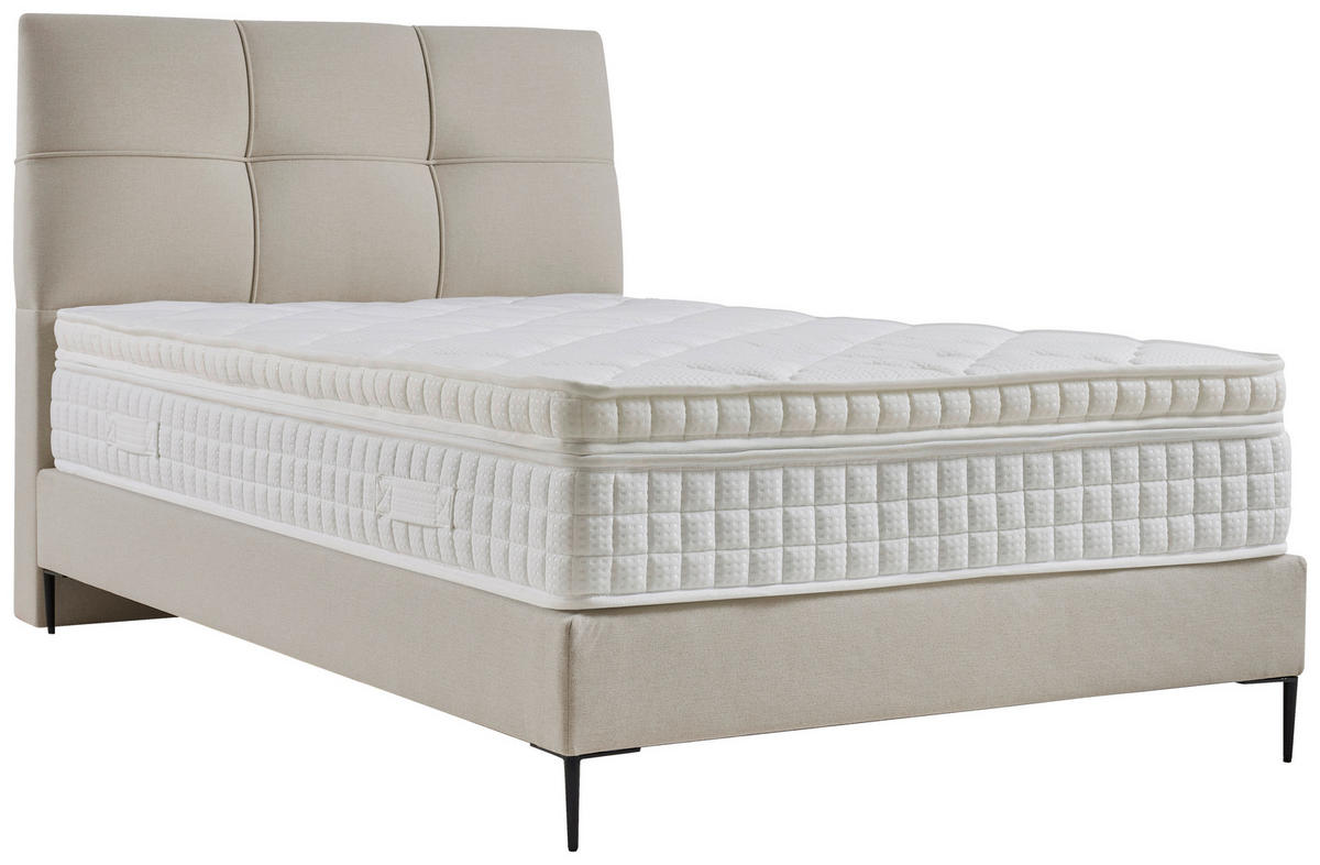 BOXSPRINGOVÁ POSTEĽ, 120/200 cm, krémová - čierna/krémová, Modern, kov/kompozitné drevo (120/200cm) - MID.YOU